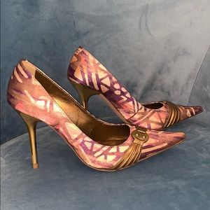 Aldo printed stiletto with reflective gold heel 6